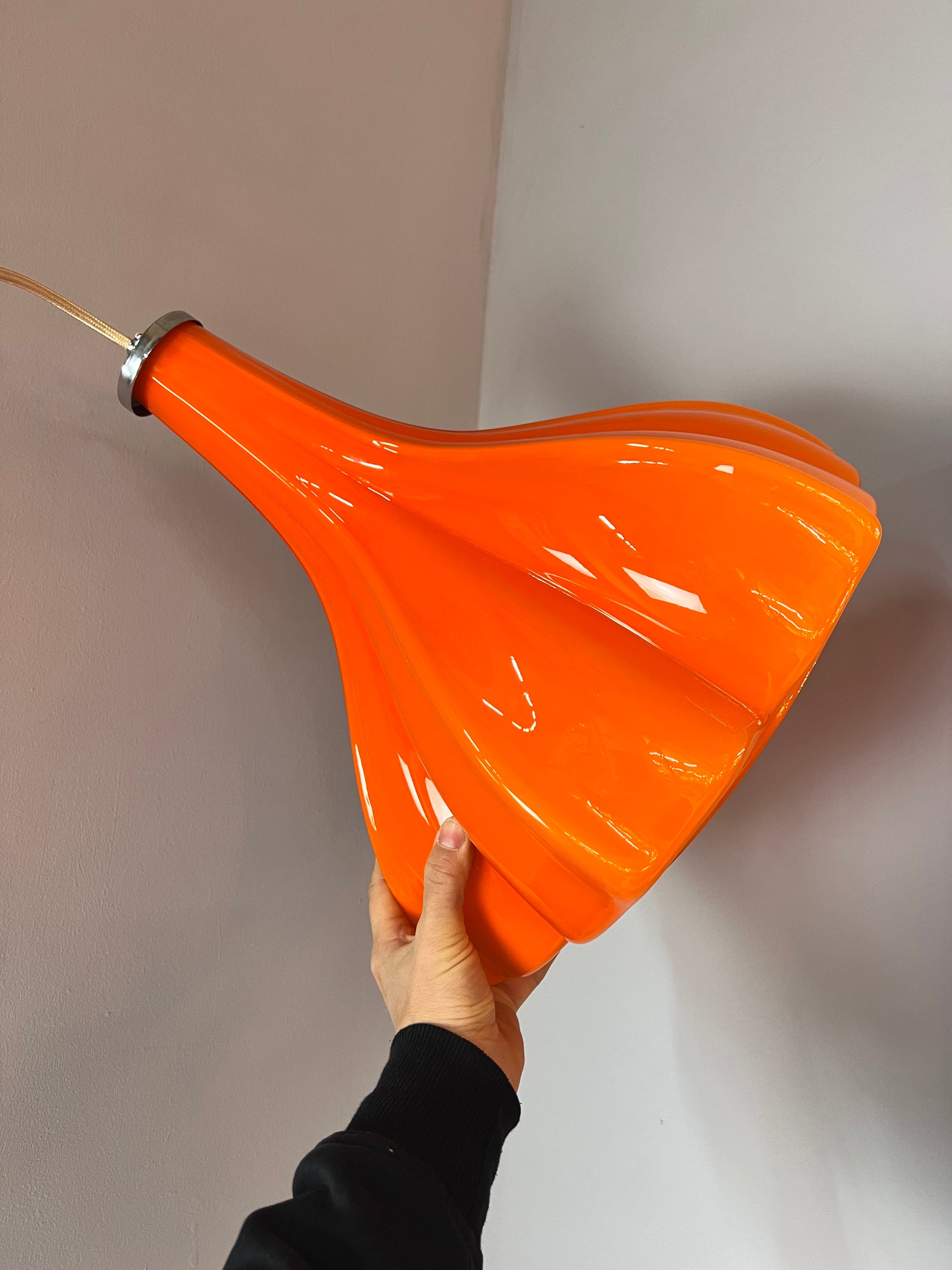 Blumenlampe orange Glas von Peill & Putzler