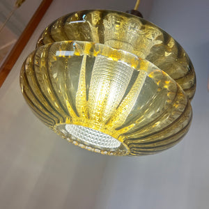 Hängelampe Glas und Teak aus Dänemark