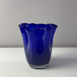 Schmale Vase Fazoletto blau Glas