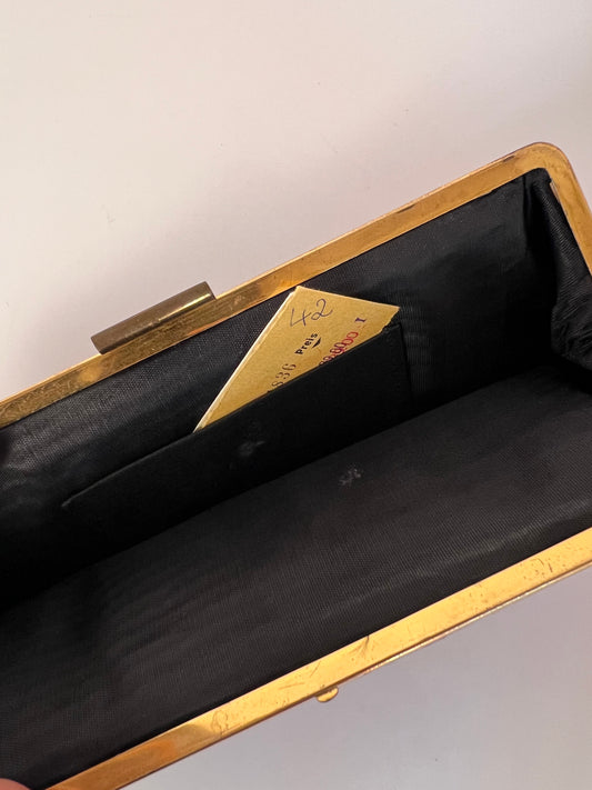 Tasche Echtleder schwarz & Messing KaDeWe 70er