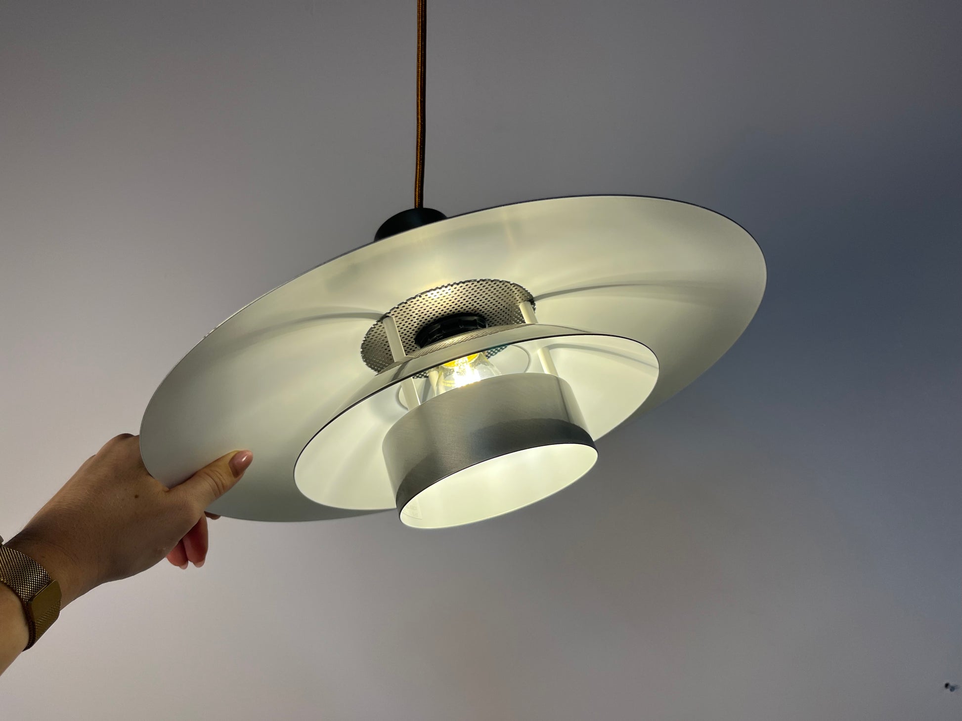 Kleine Lamellenlampe Leto silber kupfer von Top Lamper