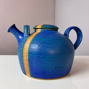 Teekanne blau Keramik aus Dänemark