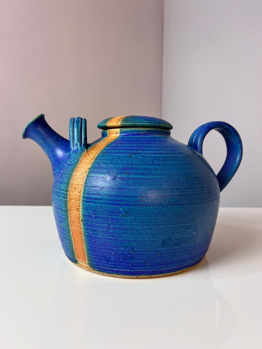 Teekanne blau Keramik aus Dänemark