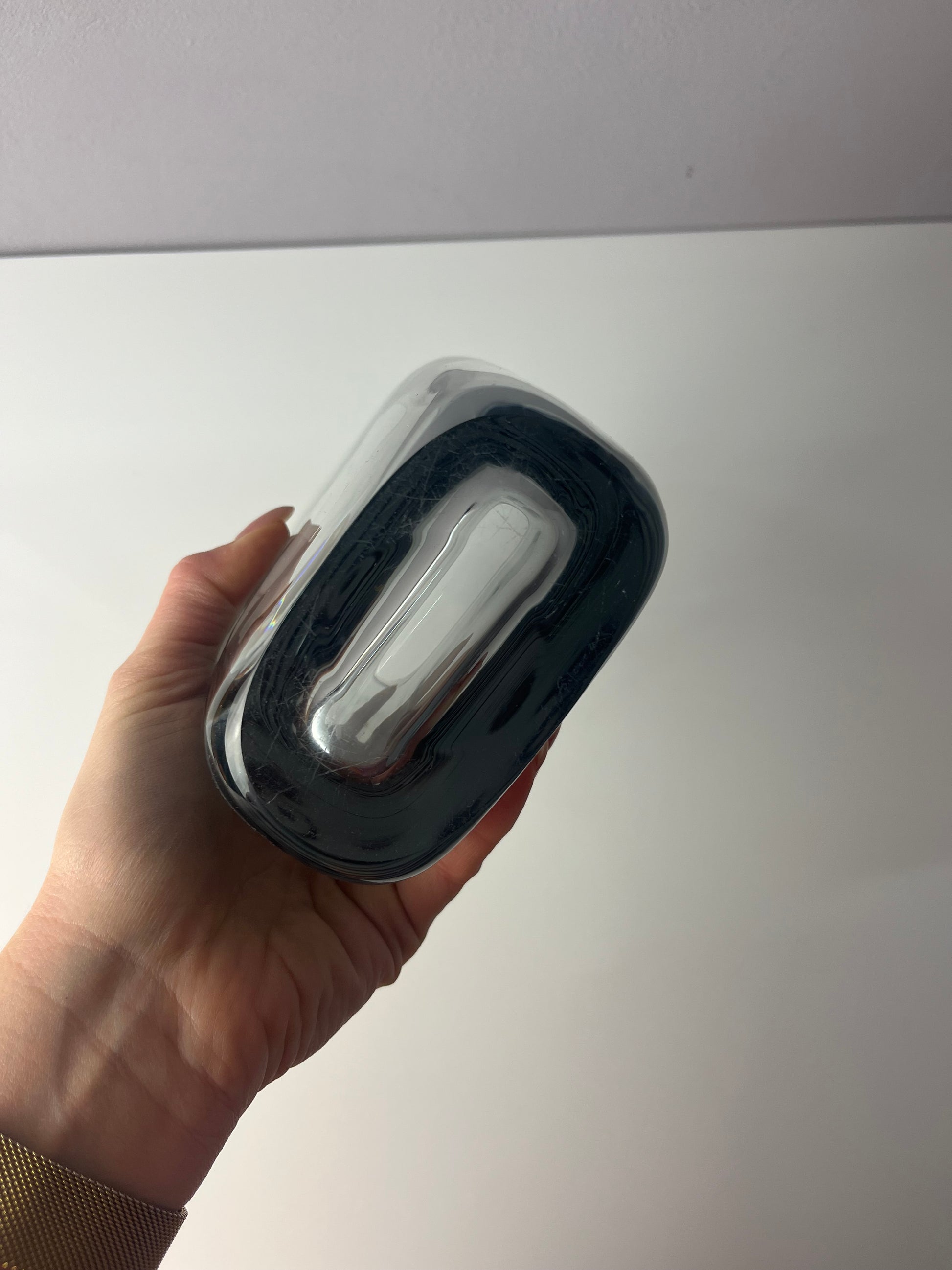 Vase blaugrau Glas von Nils Landberg für Orrefors