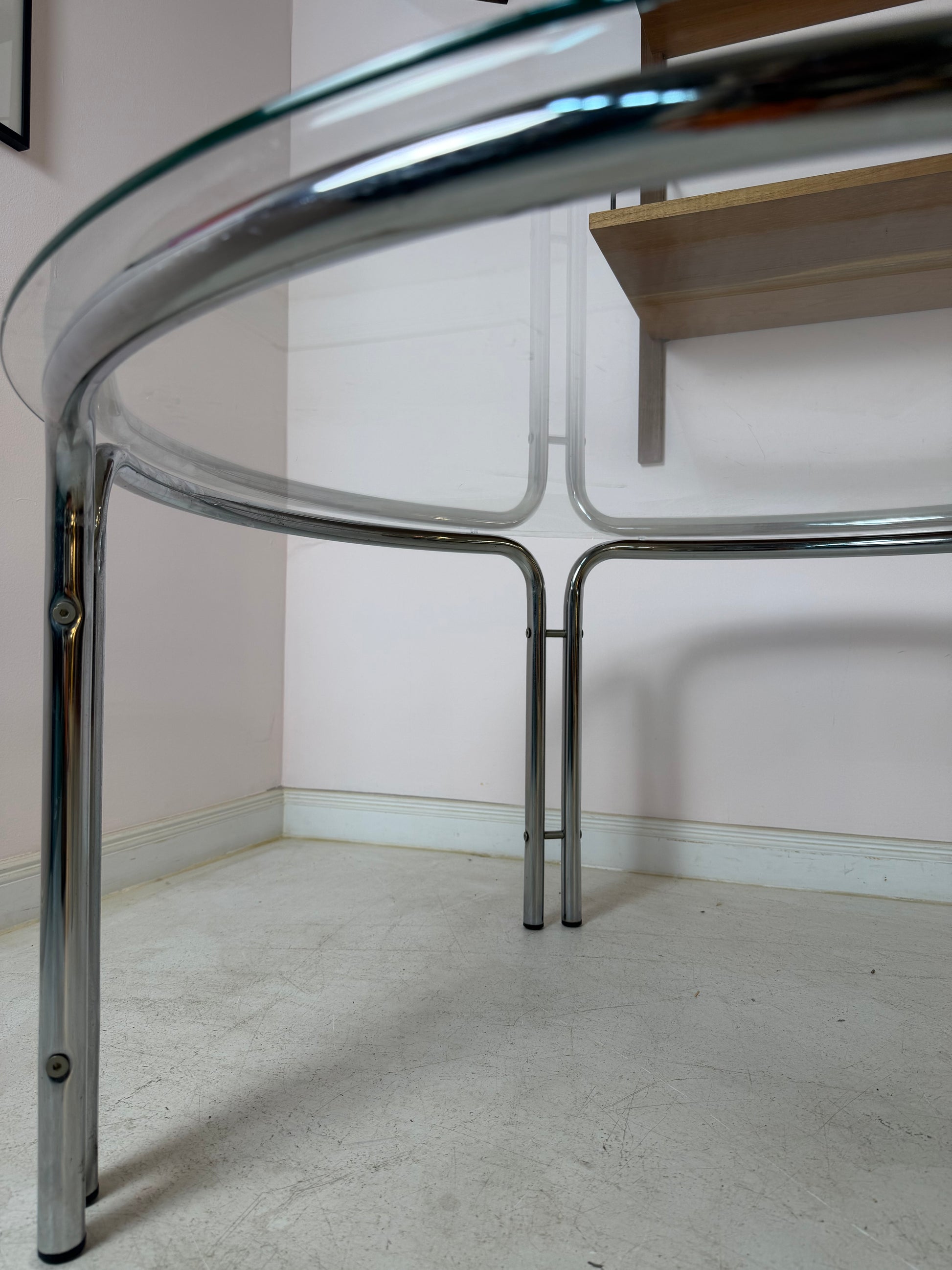 Runder Couchtisch Glas & Chrom