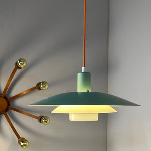 Lamellenlampe neu lackiert blaugrün von JEKA