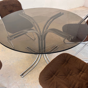 Runder Esstisch Rauchglas & Chrom