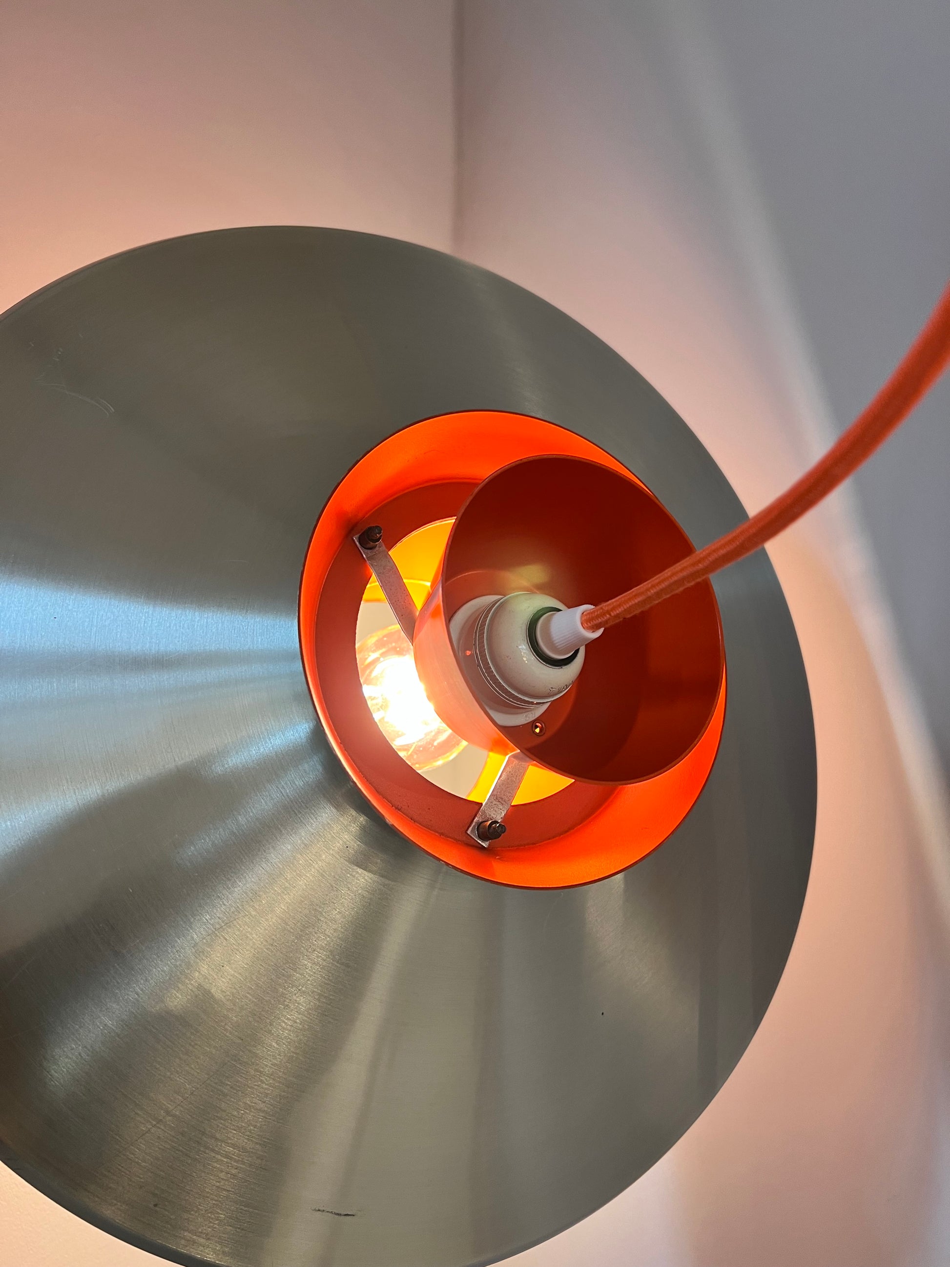 Lamellenlampe Søvaern silber orange von Carl Thore für Granhaga