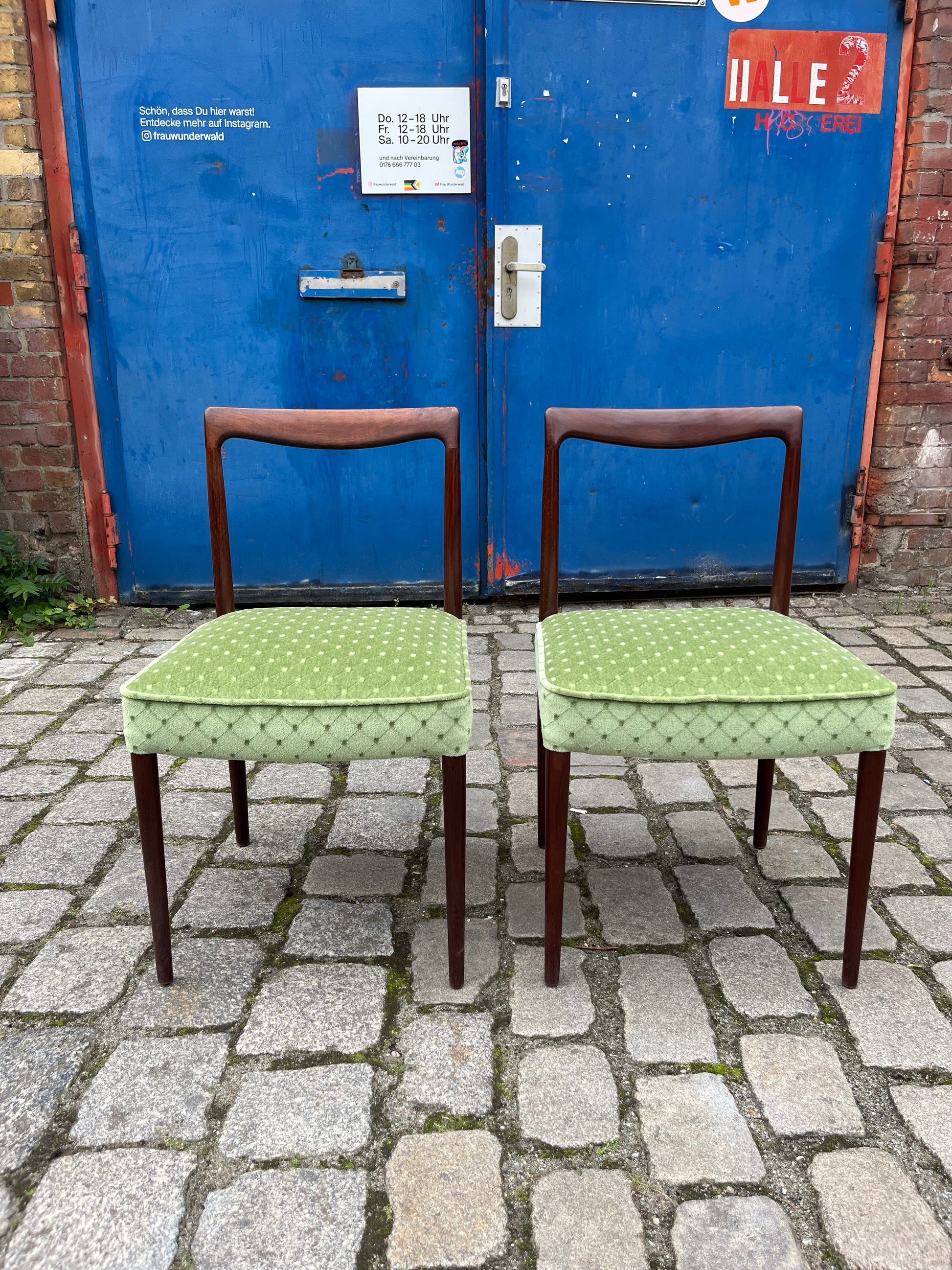 Set: 2x Stuhl grün Palisander