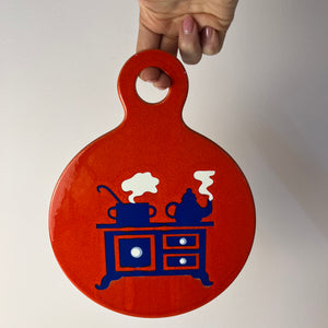 Wanddeko blau rot mit Küchenmotif von Wächtersbach