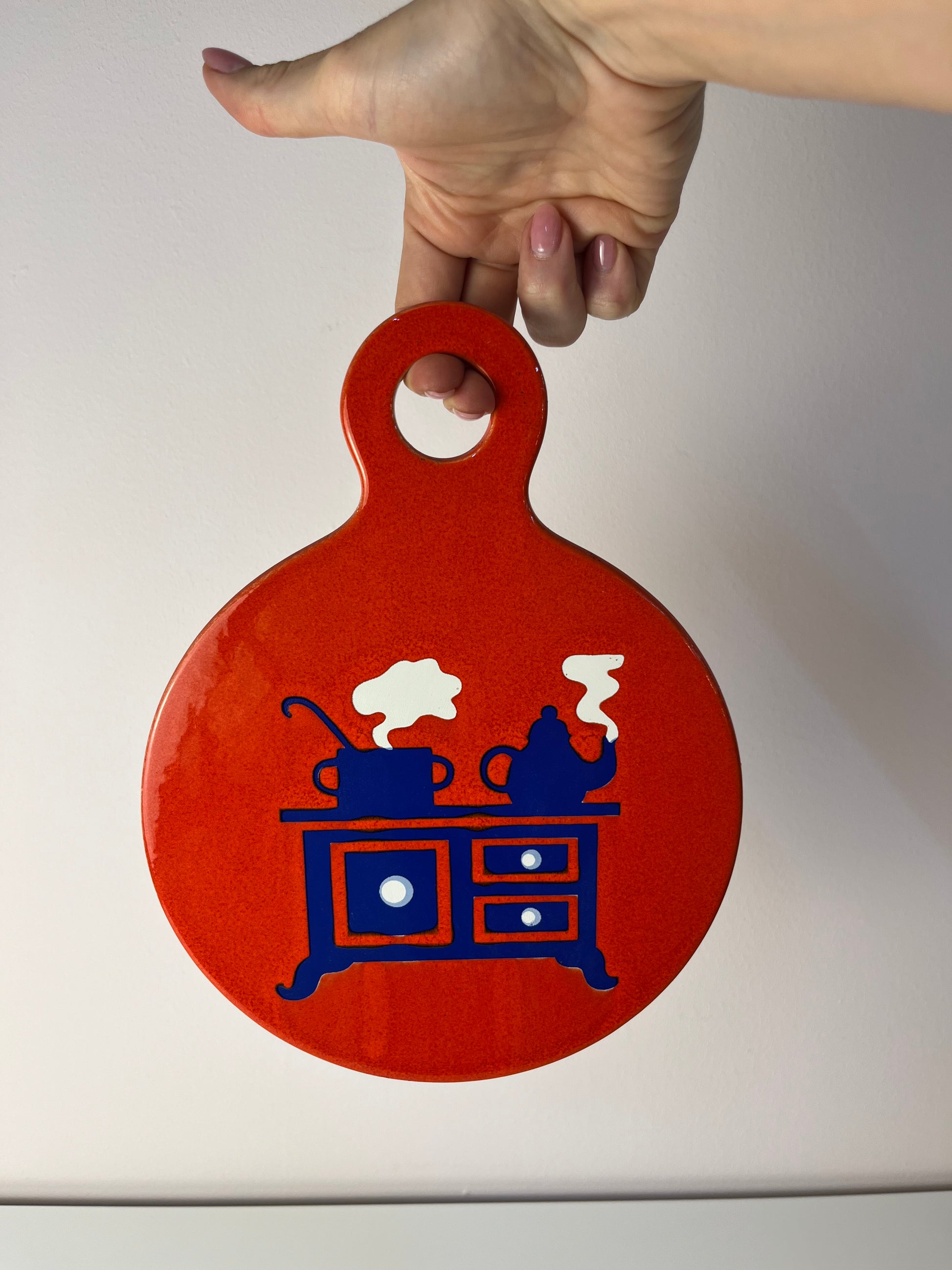 Wanddeko blau rot mit Küchenmotif von Wächtersbach