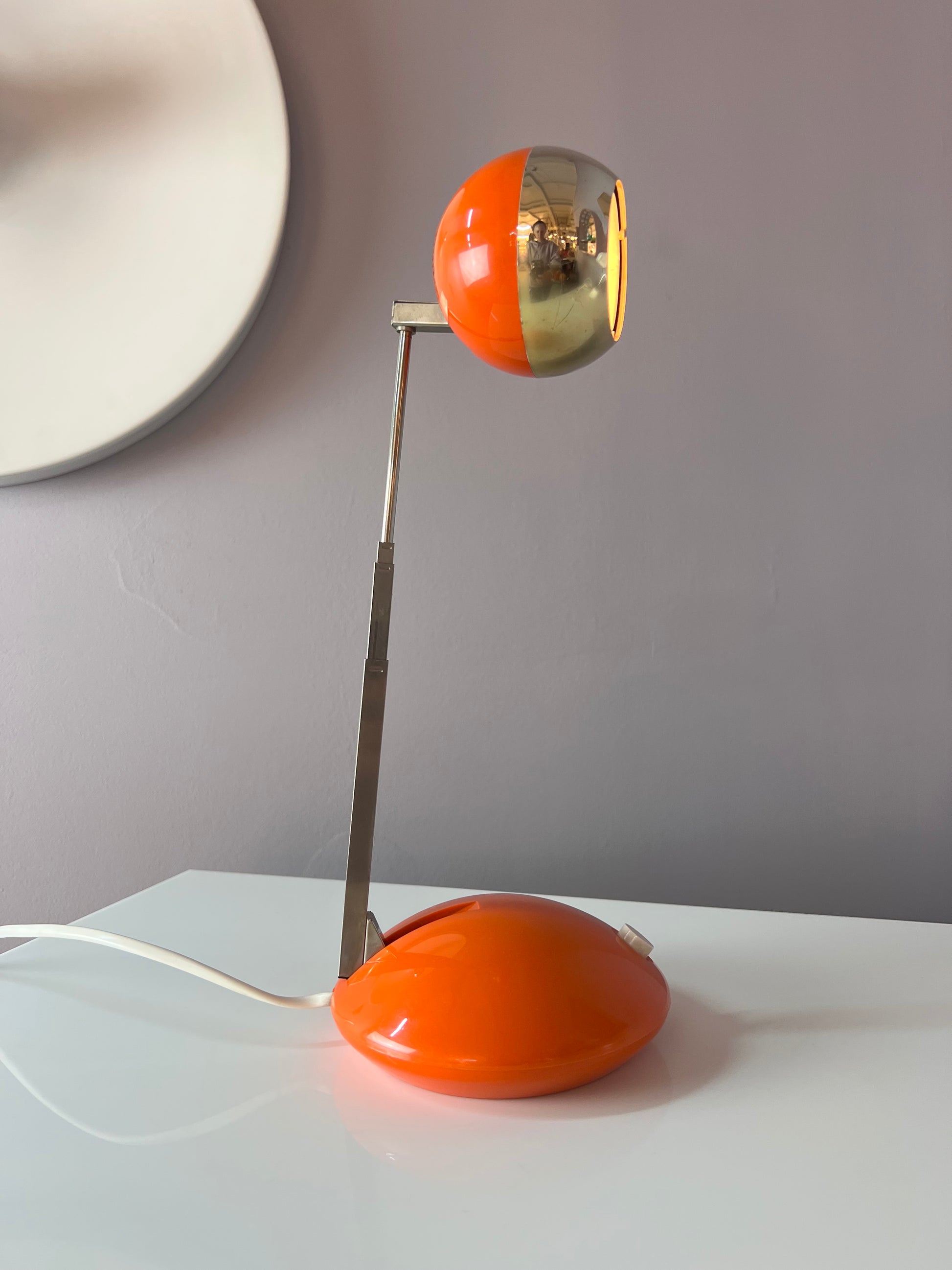 Schreibtischlampe orange mit Teleskoparm von Eichhoff Werke