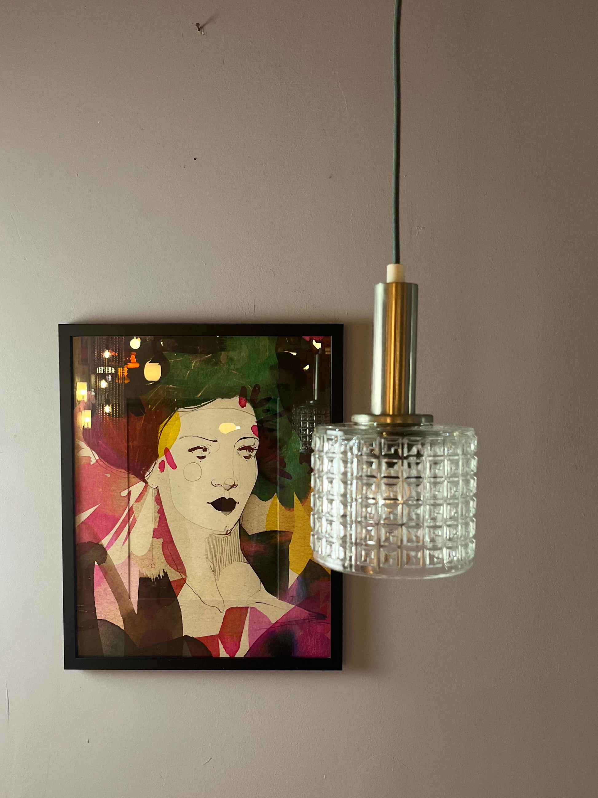 Hängelampe Glas Metall aus Dänemark