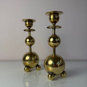 Set: 2x Kugel Kerzenständer Messing aus Dänemark