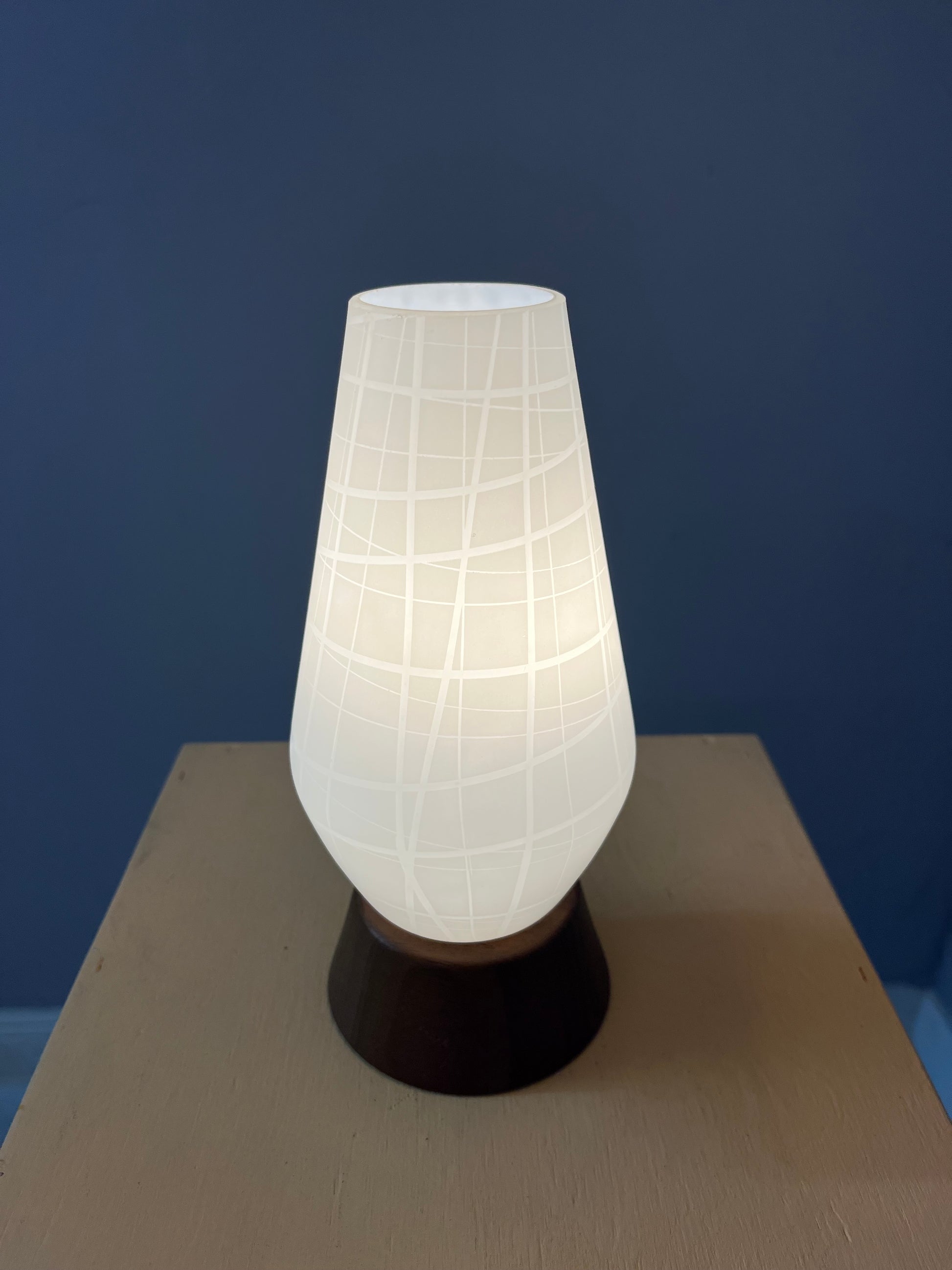 Tischlampe Teak Glas von Temde