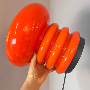Große Tischlampe orange Glas 70er