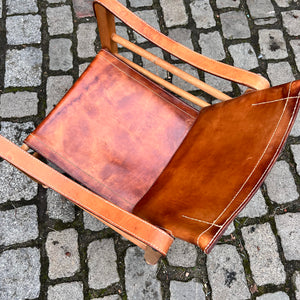 Safari-Sessel mit cognacfarbenem Lederbezug von Aage Bruun & Søn