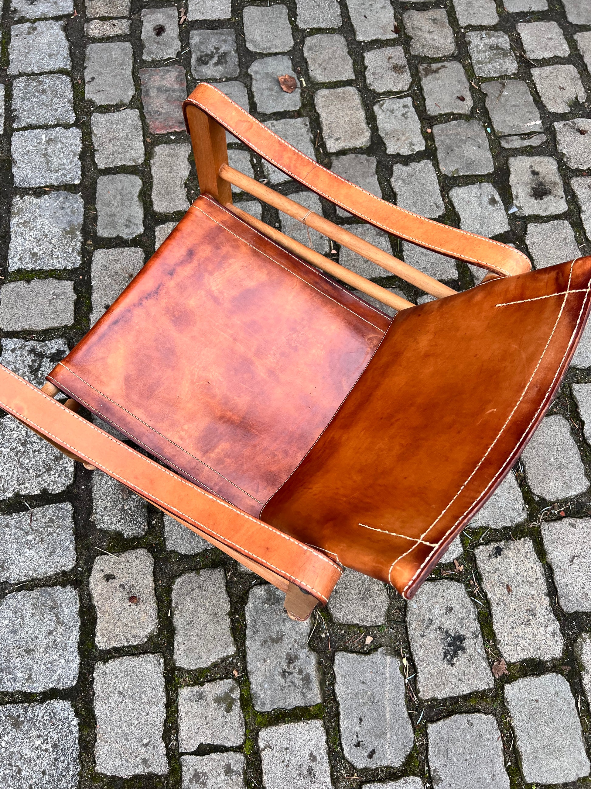 Safari-Sessel mit cognacfarbenem Lederbezug von Aage Bruun & Søn