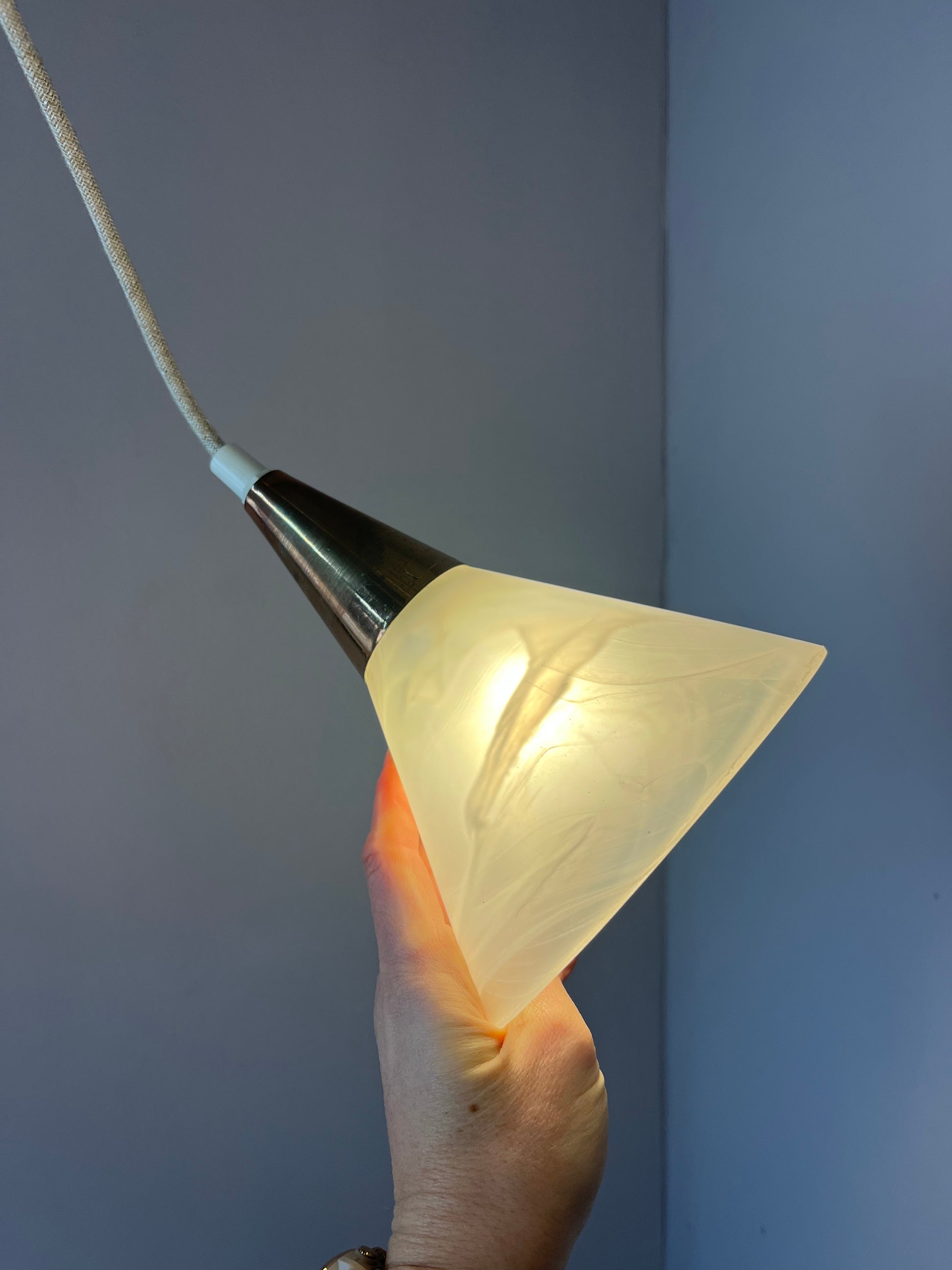 Hängelampe marmoriertes Glas Kupfer