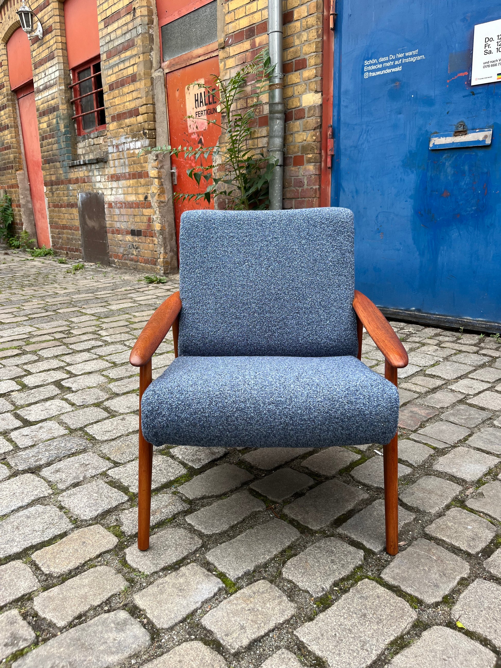 Sessel blau Teak aus Dänemark