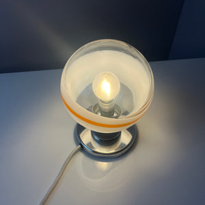 Tischlampe weiß orange Glas Chrom von Doria