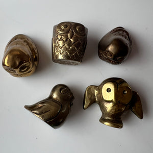 Set: 5 Eulen Messing für Setzkasten