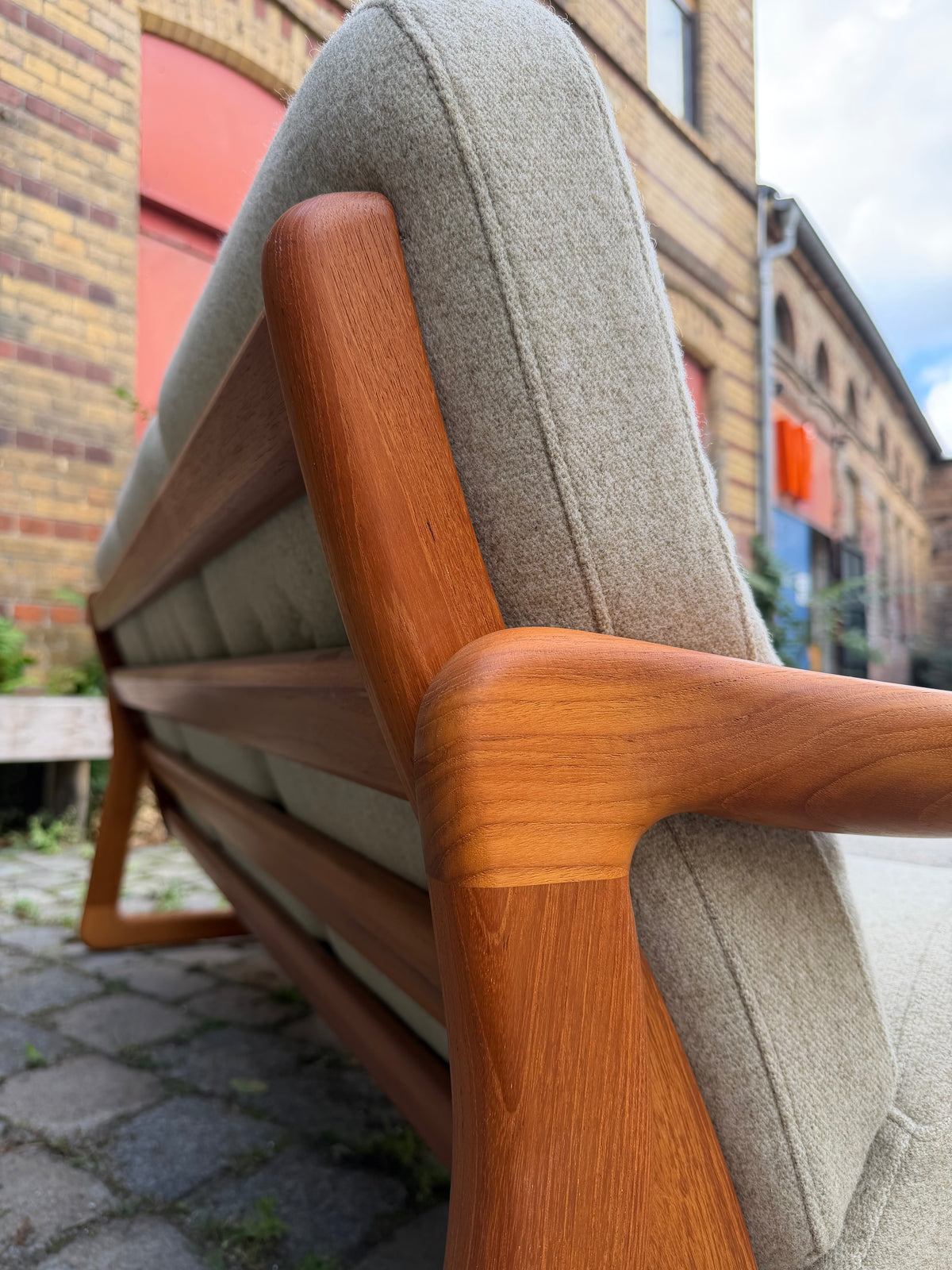 3-Sitzer Sofa Teak Wolle von Holstebro Møbelfabrik