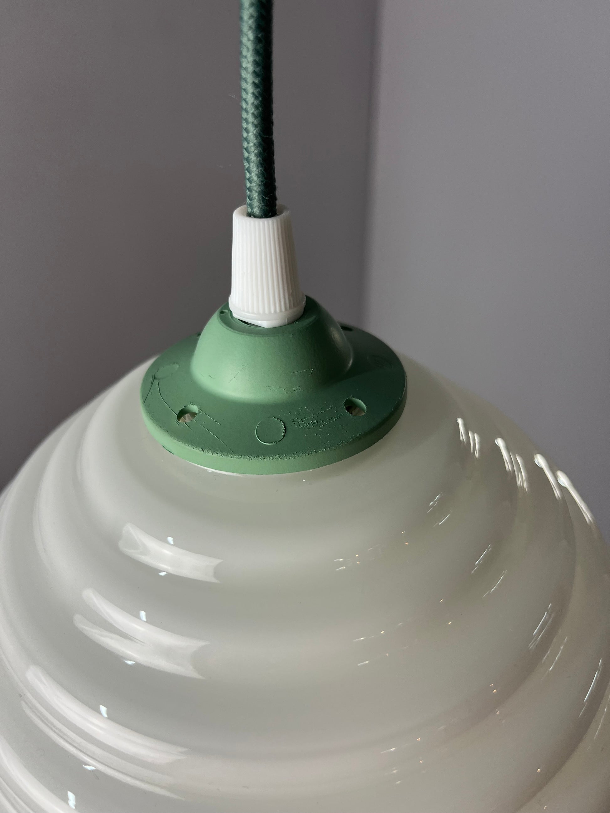 Hängelampe mint weiß Glas aus Dänemark