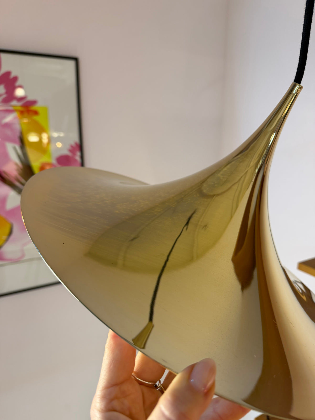Trompetenlampe gold spiegelnd von Claus Bonderup & Torsten Thorup für Fog & Mørup