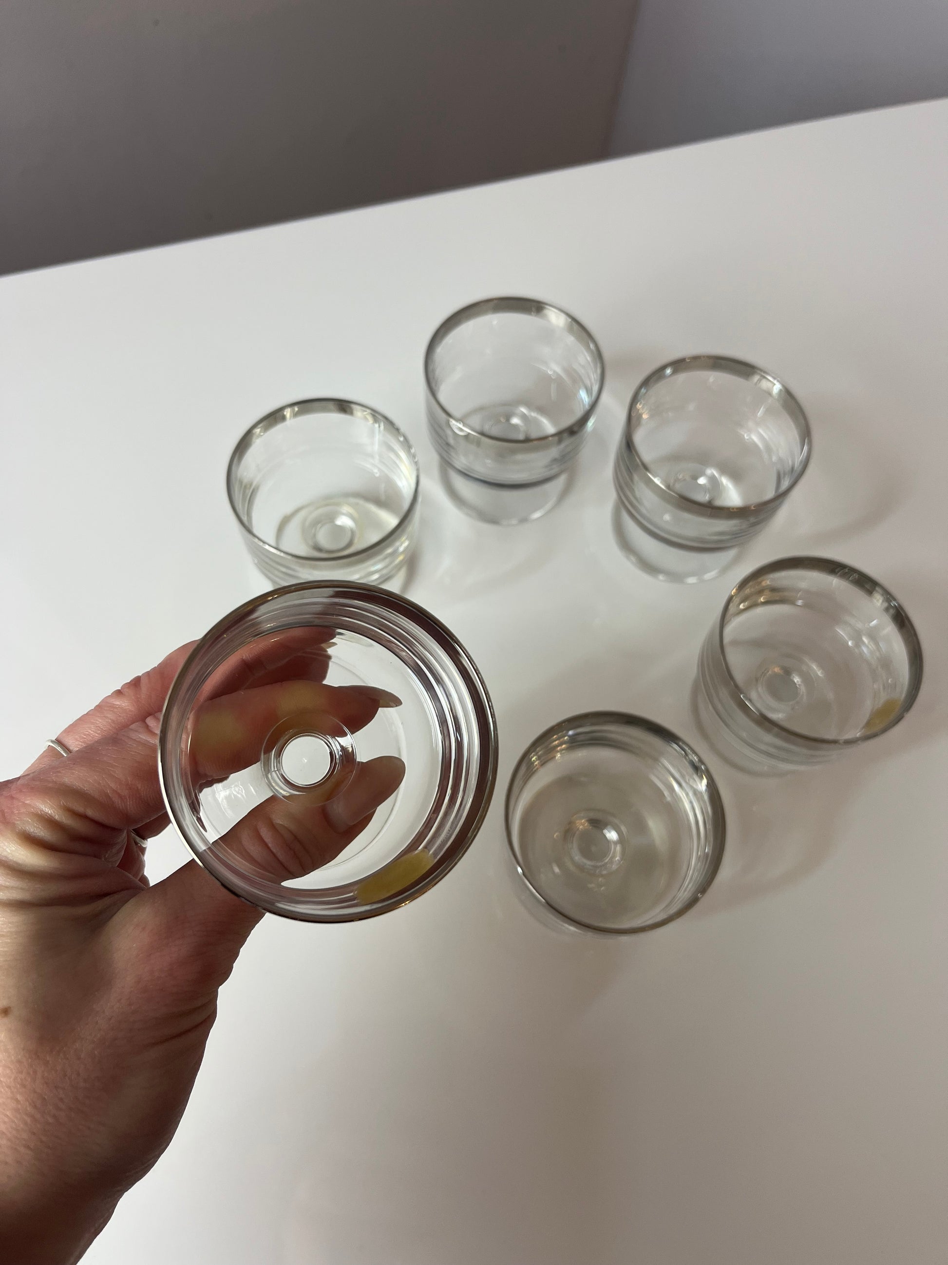 Set: 6x Likörglas mit Silberrand von Schott Zwiesel