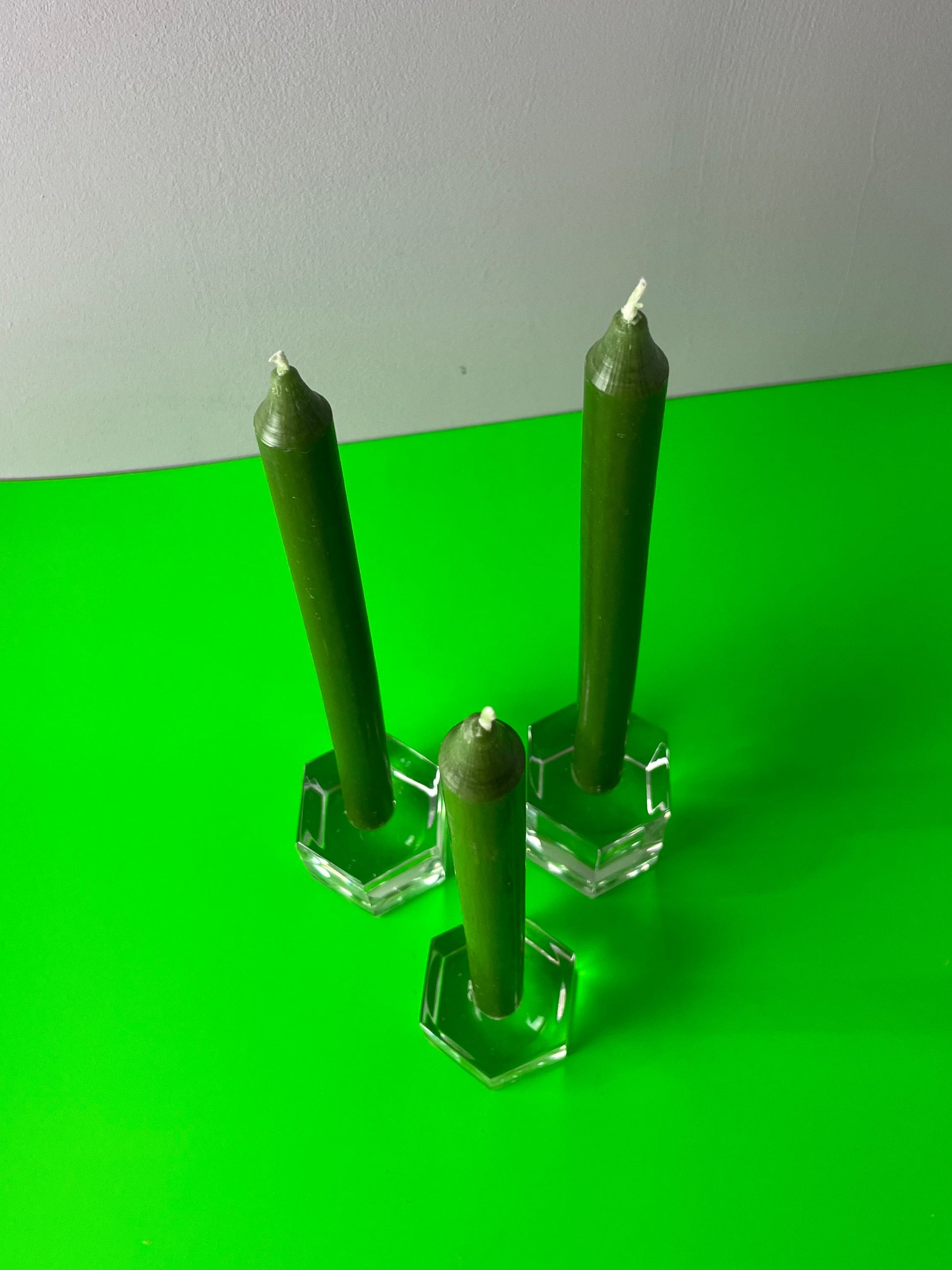 Set: Trio Kerzenständer Hexagon Glas