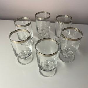 Set: 6x Weinglas mit Silberrand
