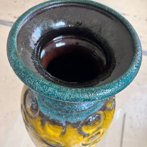 Bodenvase Fat Lava gelb von Carstens Keramik West Germany