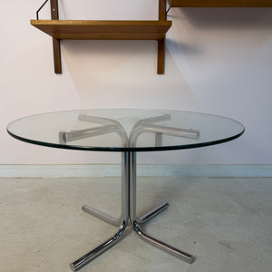 Runder Couchtisch Glas & Chrom