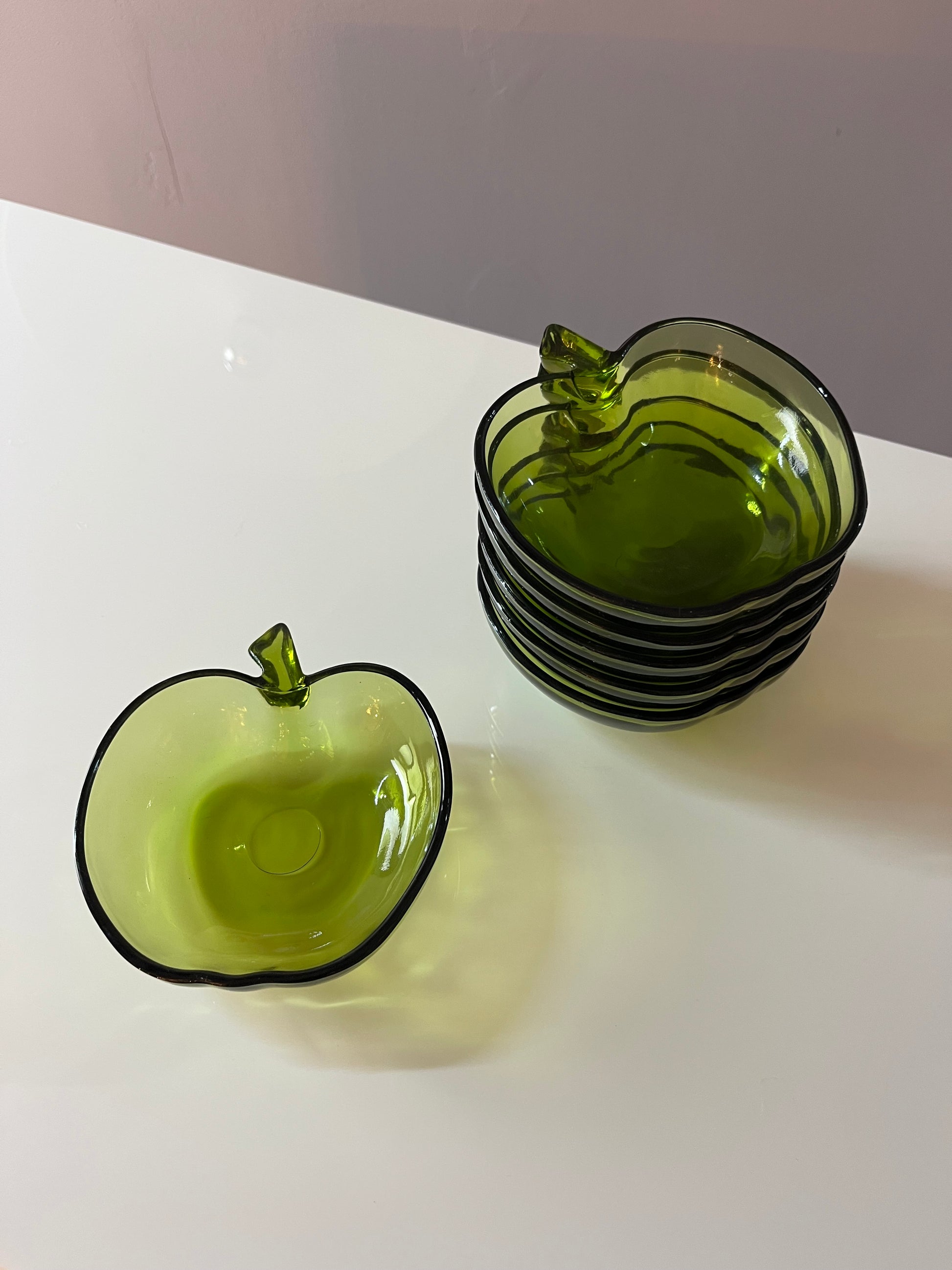 Set: 6x Schale grüner Apfel Glas