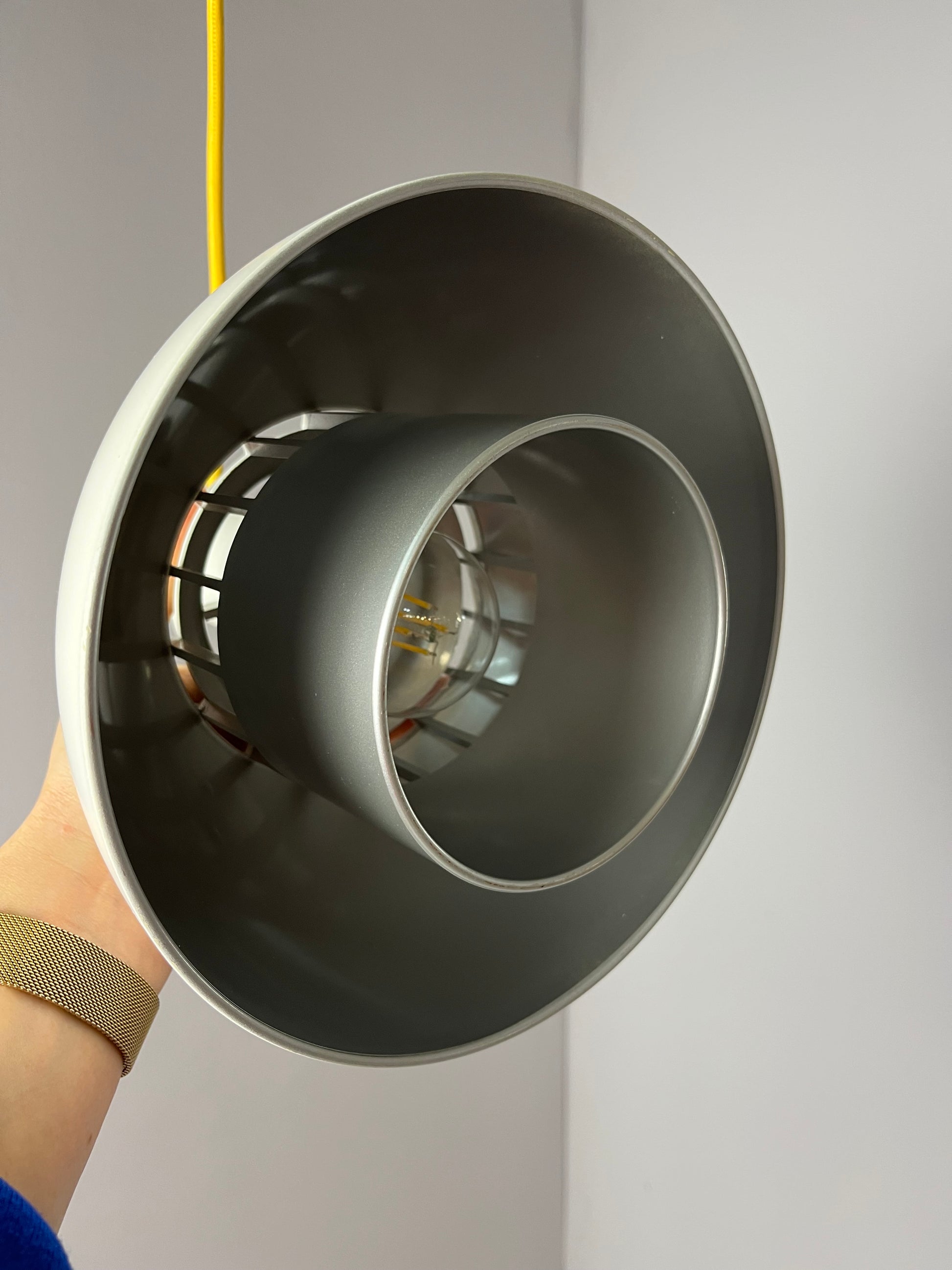 Hängelampe Minisol weiß silber neu lackiert von K. Kewo für Nordisk Solar