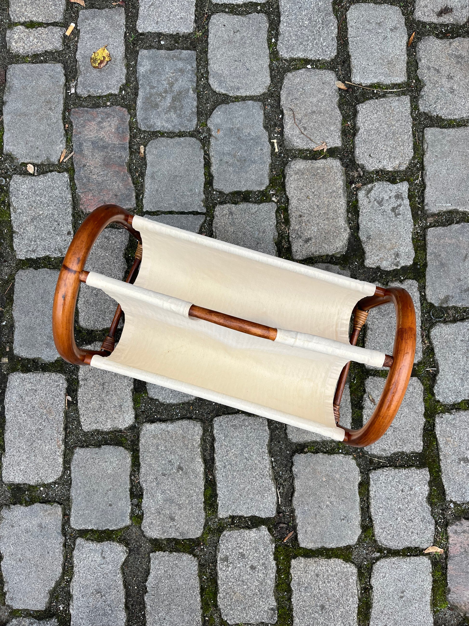 Zeitungsständer creme Bambus Webstoff