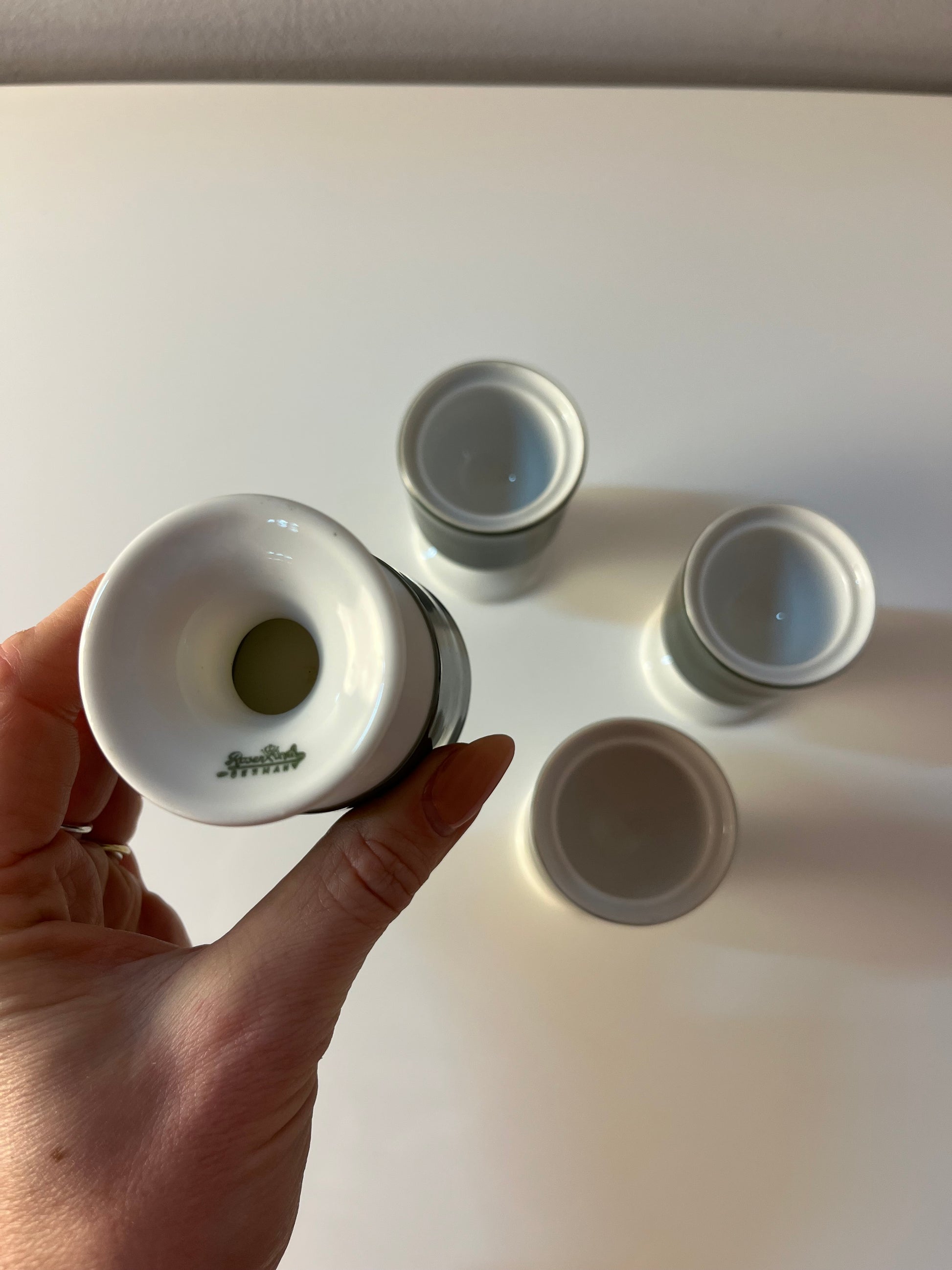 Set: 4x Eierbecher Modulation Secunda grün von Tapio Wirkkala für Rosenthal