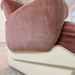 Modularer Schalensessel rosa Samt & Kunststoff