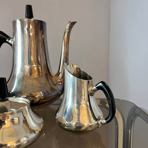 Set: Kanne, Zuckerdose, Milchkännchen & Sauciere Teile EPNS versilbert von Hans Bunde für COHR Denmark