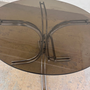 Runder Esstisch Rauchglas & Chrom
