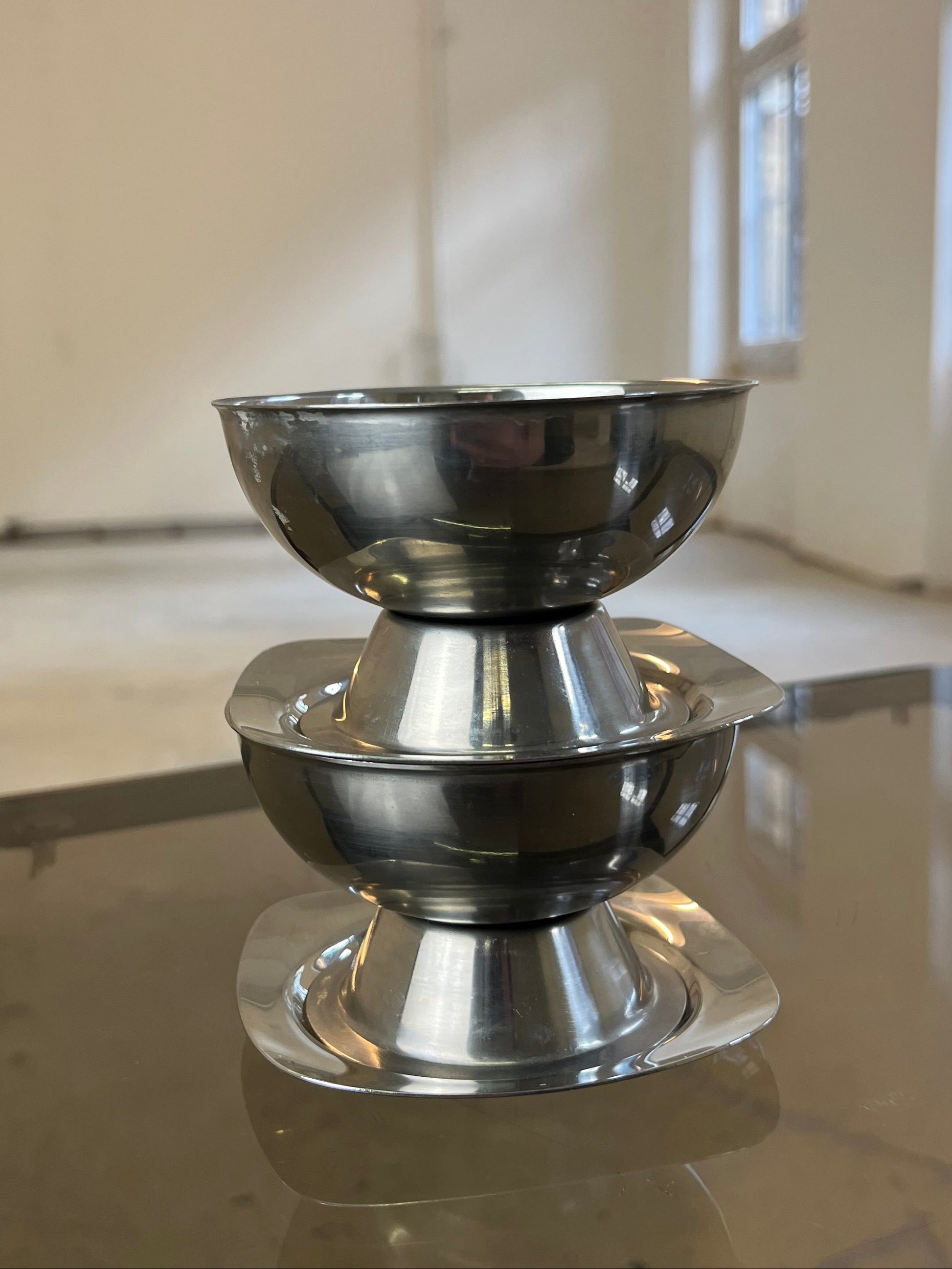 Set: 2x Eisschale mit Untersetzer Cromargan von WMF