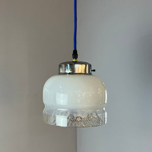 Hängelampe weiß gelb Muranoglas von Mazzega