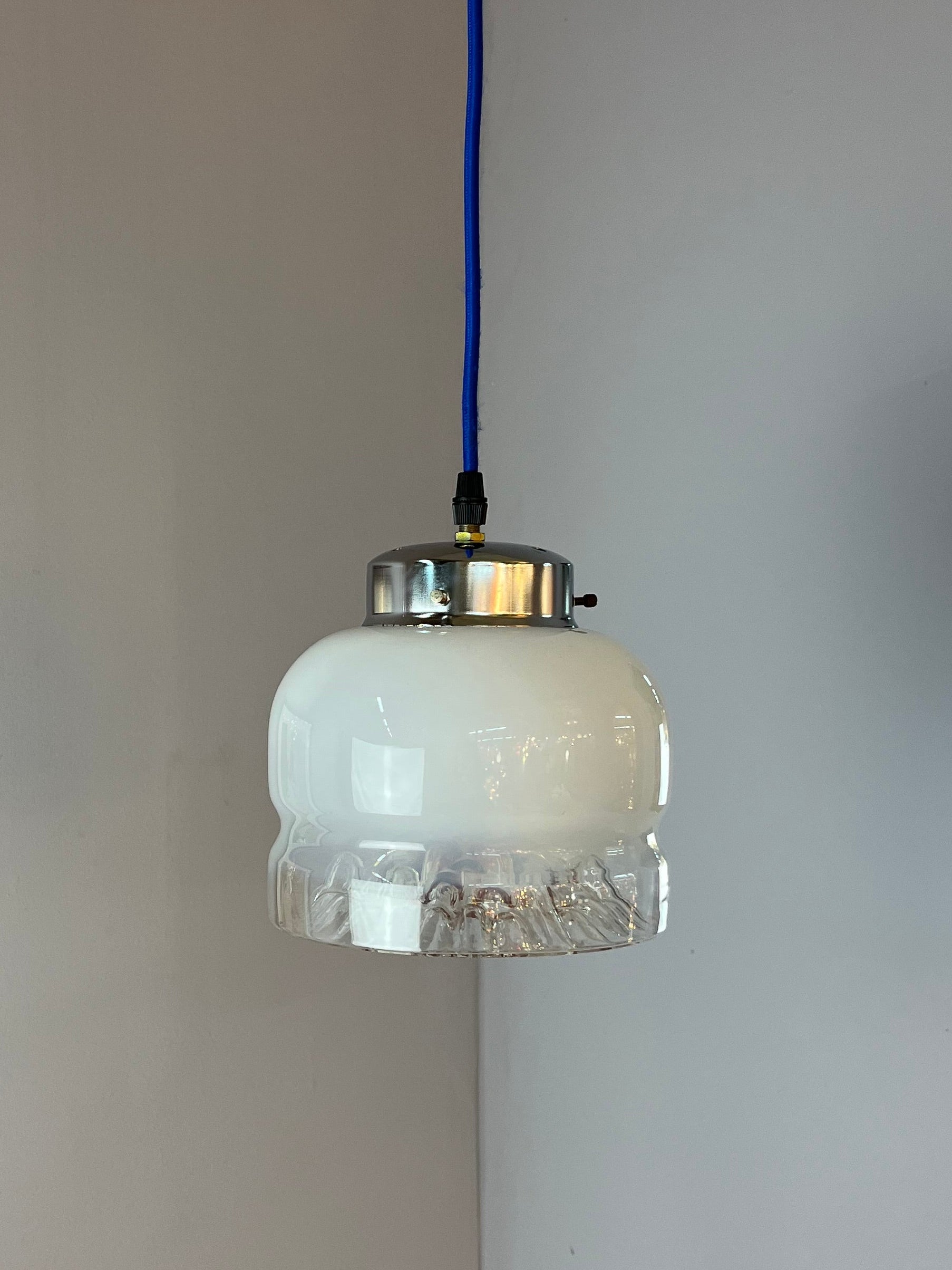 Hängelampe weiß gelb Muranoglas von Mazzega