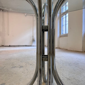 Runder Esstisch ∅ 120 cm Glas & Chrom von Gastone Rinaldi