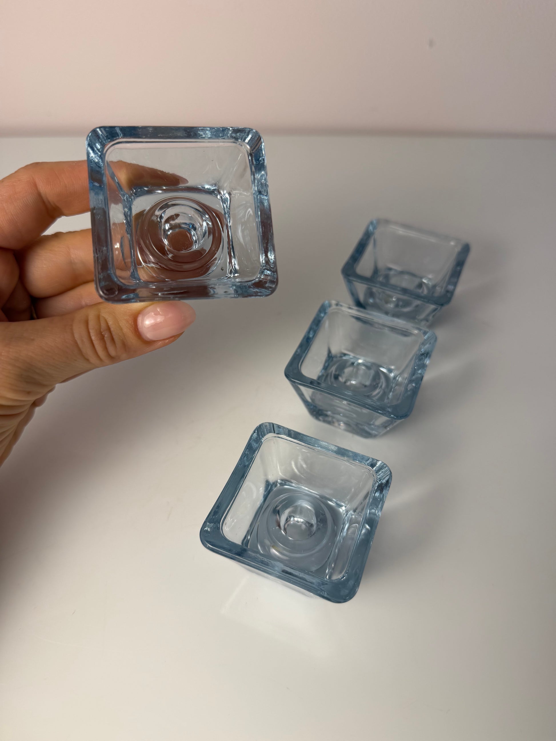 Set: 4x Kerzenständer Serie Skjold Glas von Per Lütken für Holmegaard