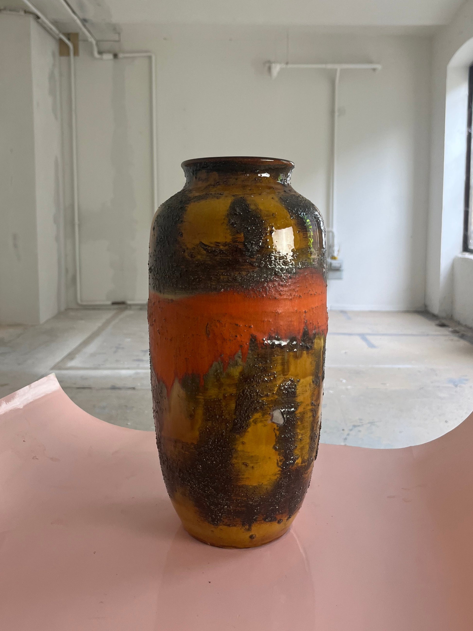 Vase 5071-38 Fat Lava orange braun von Carstens Keramik West Germany