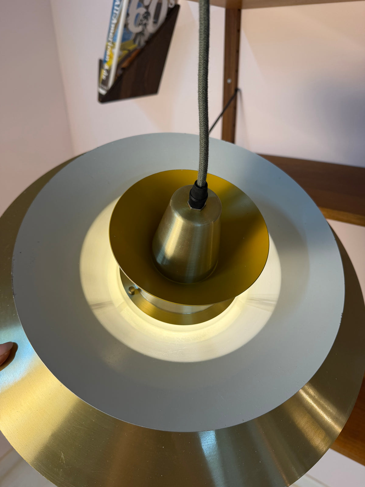 Lamellenlampe gold gelb von Bent Nordsted für Lyskær