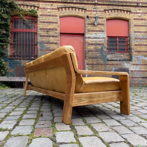 3-Sitzer Sofa gelb Echtleder Holz von Rolf Benz