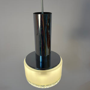 Hängelampe weiß Glas Chrom aus den Niederlanden